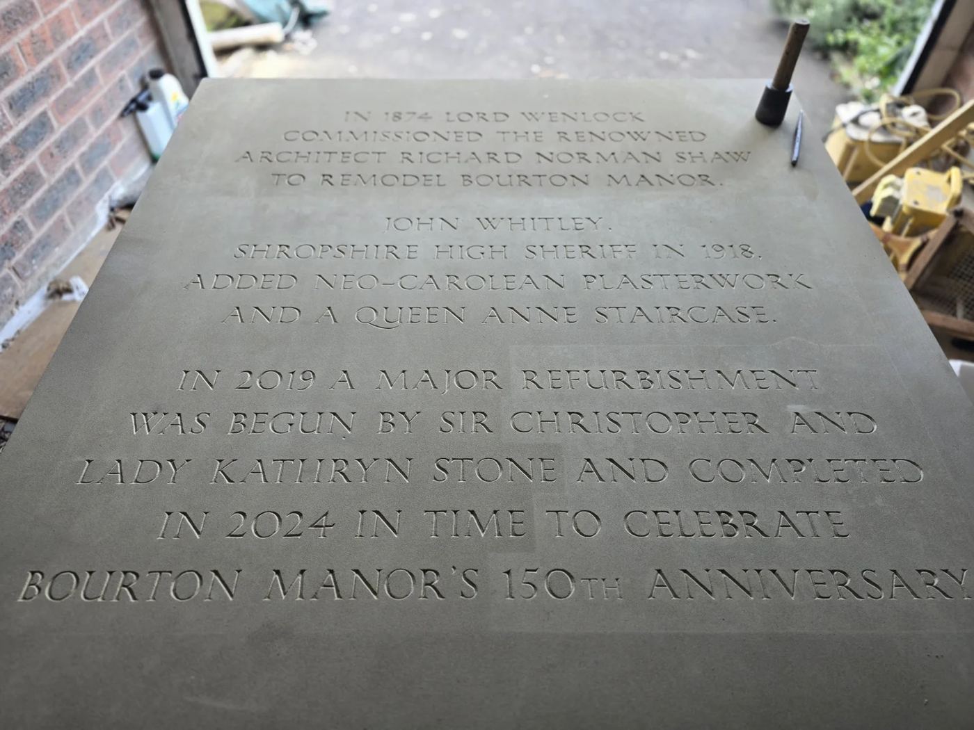 Hand-cut lettering in stone