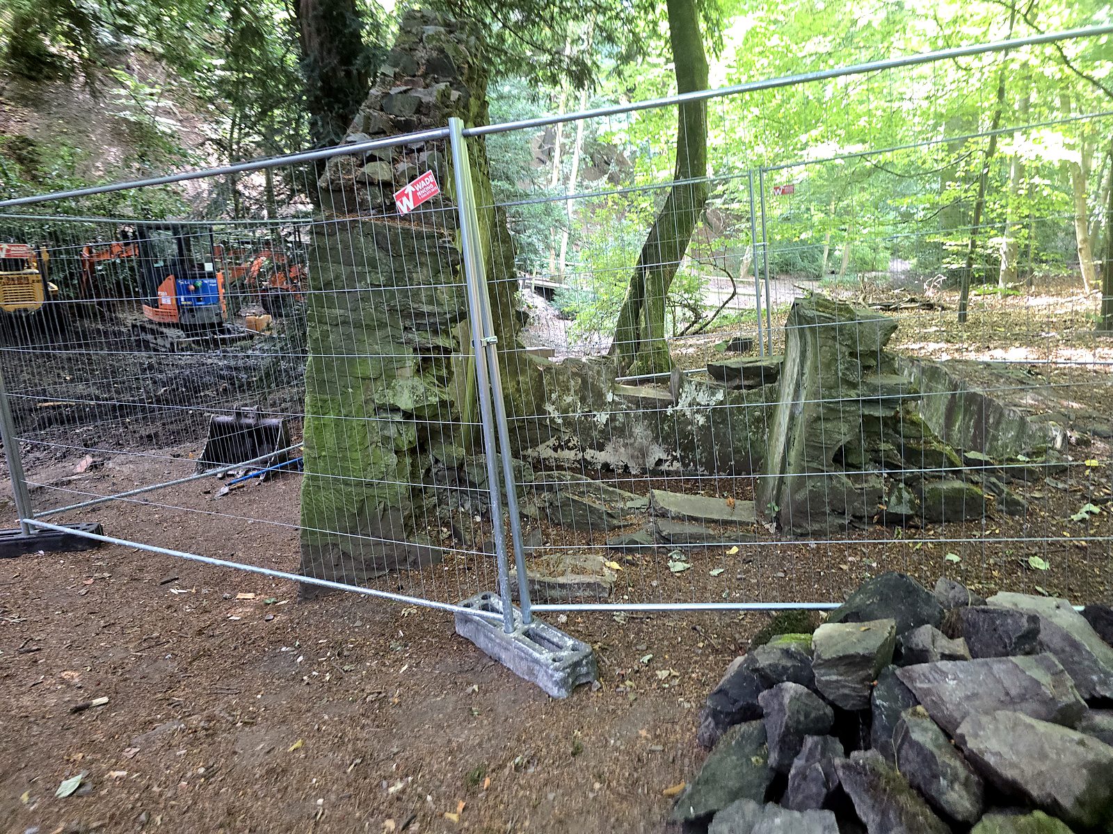 Security fencing around the Pump House at the start of the works