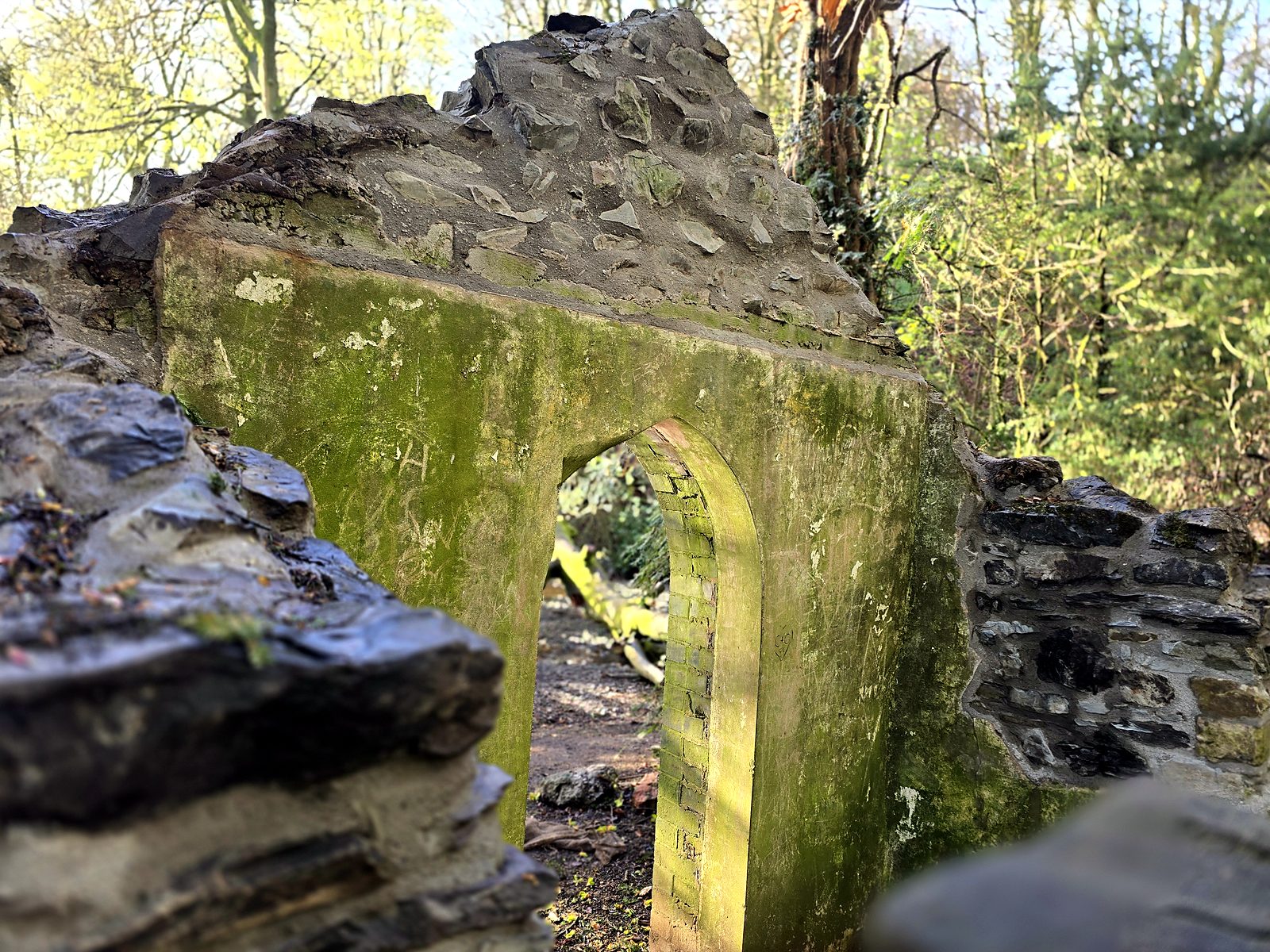 Looking through the arched doorway of the Pump House
